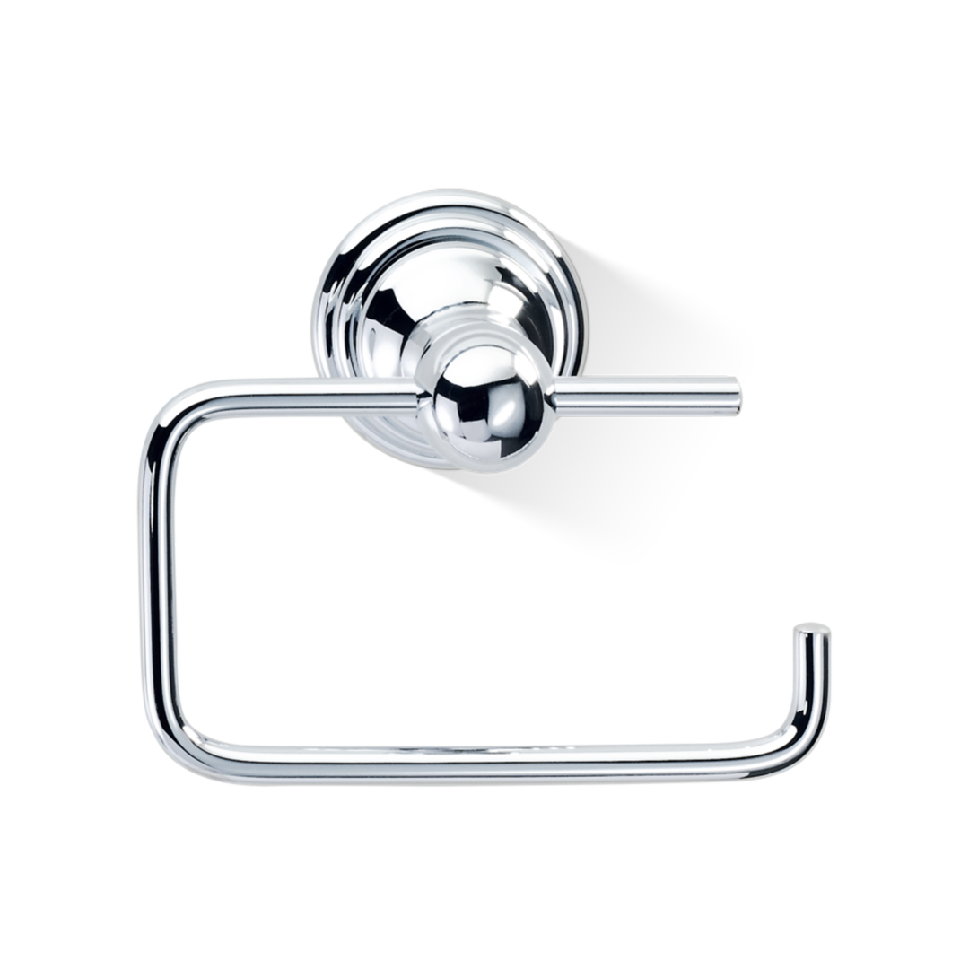 Klassischer Toilettenpapierhalter CL TPH3 in Chrom – eleganter Wandhalter aus massivem Messing mit harmonischen Rundungen im Grandhotel-Stil.