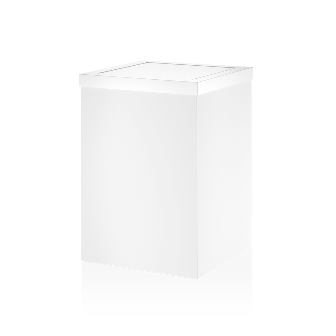 Papierkorb DW 113 in Weiß matt – stilvoller 8,5-Liter-Badeimer mit Schwingdeckel, perfekt für moderne Badezimmer und Gäste-WCs.