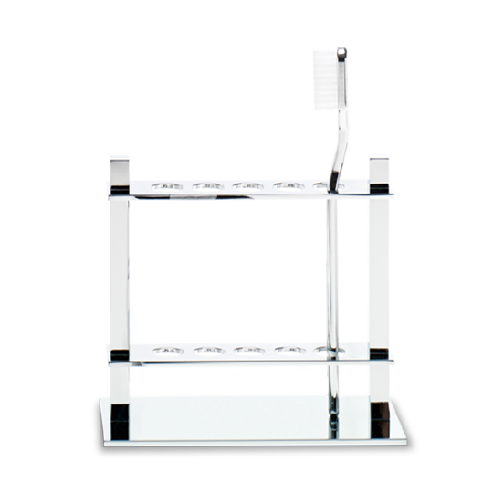 Zahnbuerstenhalter Chrom Decor-Walther DW330 aus Messing, stilvolle Halterung fuer Zahnbuersten oder Schminkpinsel im Badezimmer