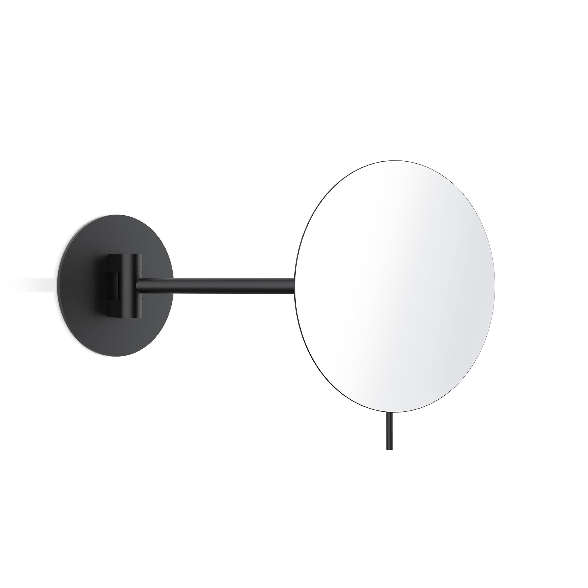 Schwarzer Vergrößerungsspiegel Decor-Walther SPT72 zur Wandmontage mit 5 fach Vergrößerung und Kugelgelenk, flexibel ausrichtbarer Kosmetikspiegel für Make up und Rasur