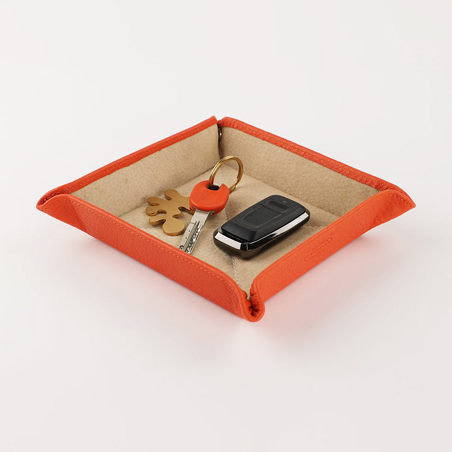Leder Ablageschale Orange – Schlüsselschale als Geschenk für Männer