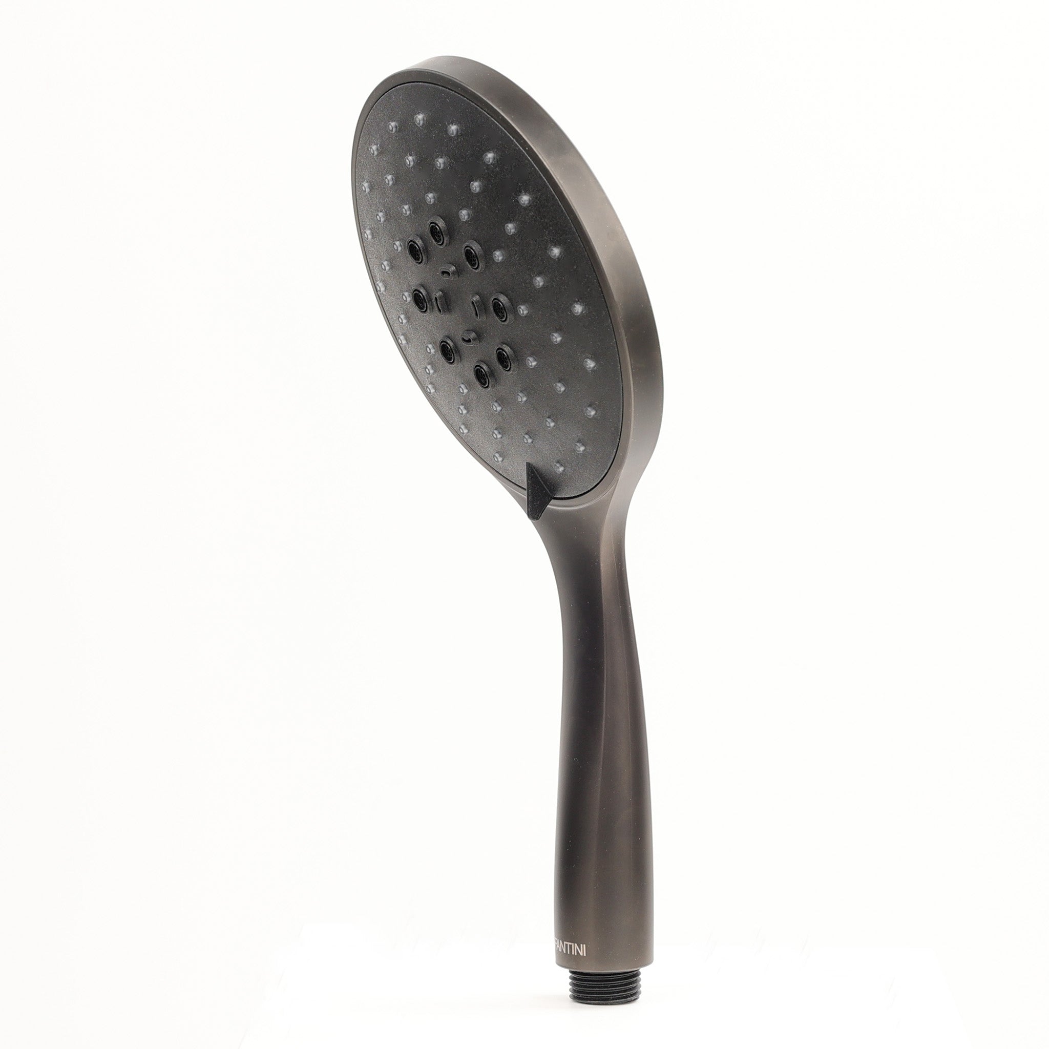 Runder, großer Brausekopf von Fantini-elegantes Material Gun Metal Matt-edle Linienführung im Design-hochwertiger Brausekopf mit vielen verstellbaren Düsen