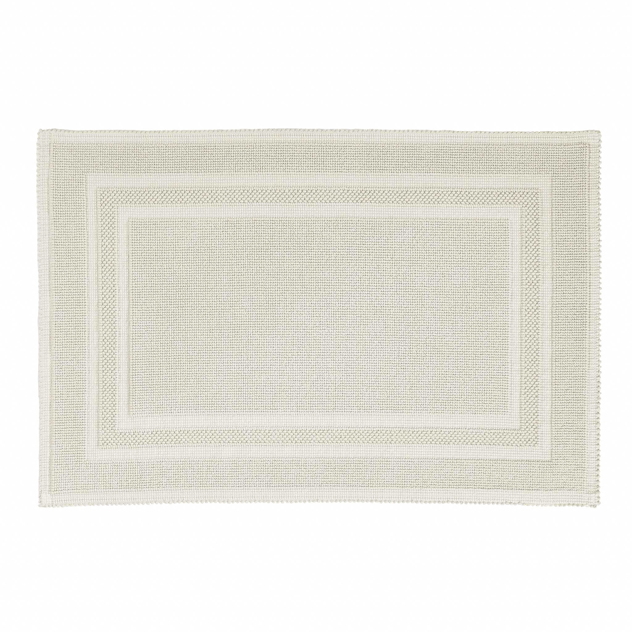 Stilvolle weiße Badematte Rhomtuft GALA mit 22 mm Florhöhe, weichem Baumwollmaterial und feinem Webmuster im Farbton Taupe – geeignet für Fußbodenheizung