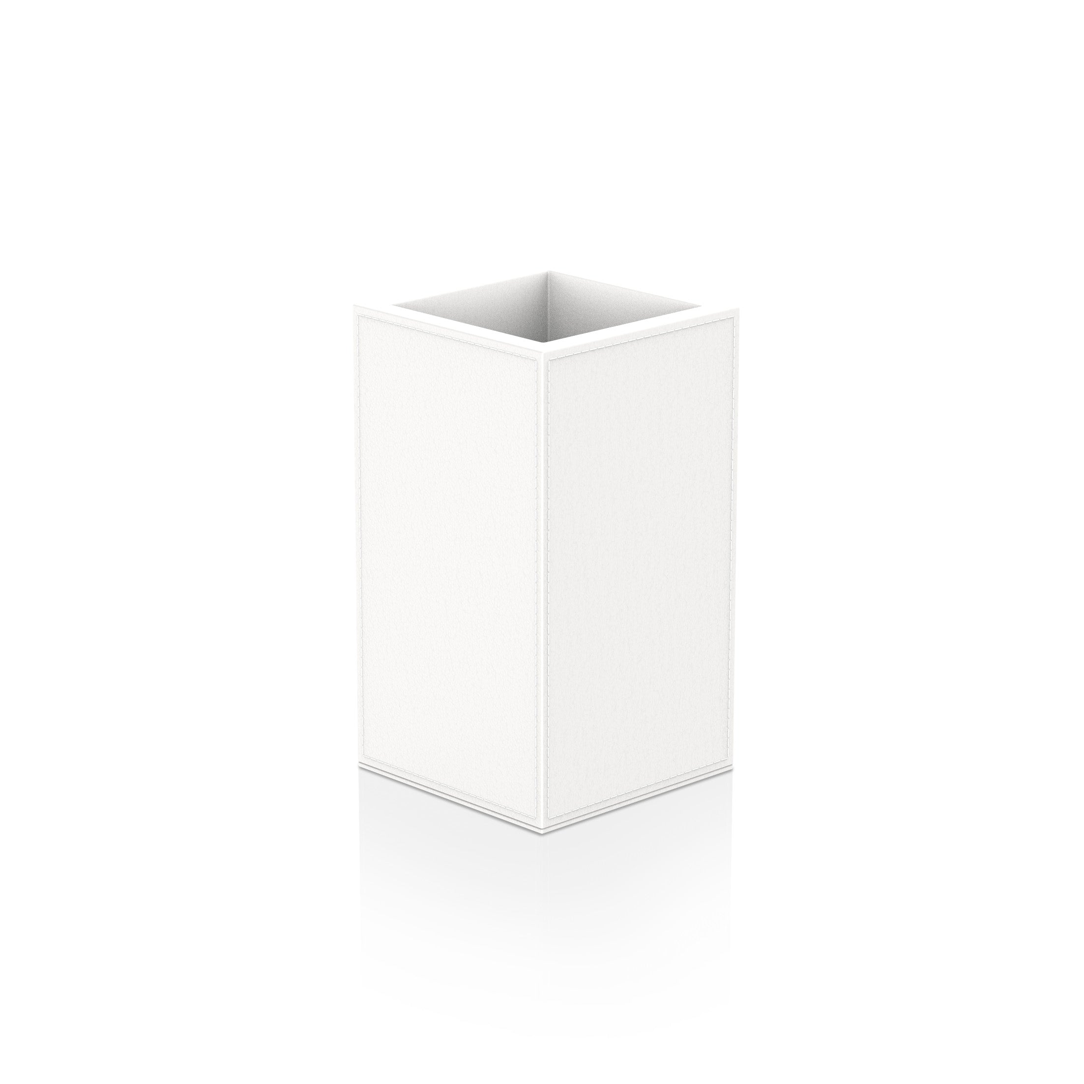 Decor Walther Brownie KOE Utensilienbecher schlank veganes Kunstleder Weiß Lederoptik