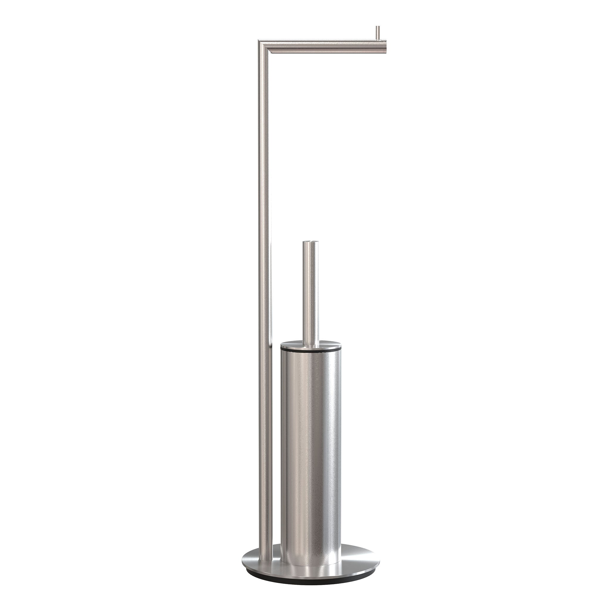 Zeitlose Toilettenbürste mit Papierrollenhalter aus gebürstetem Edelstahl, ideal für moderne Bäder.