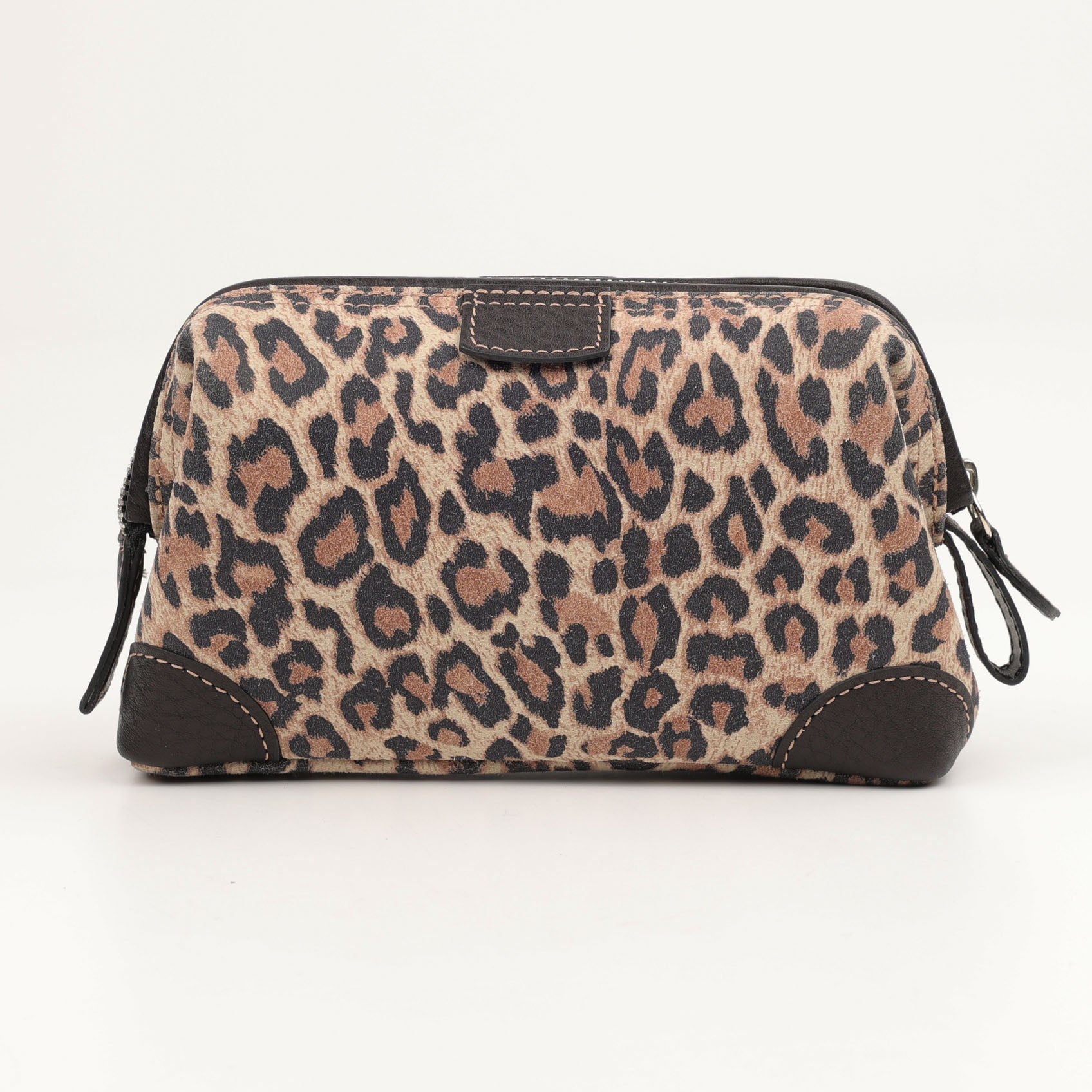 Kosmetiktasche aus Leder im Leopard Design von F. Hammann