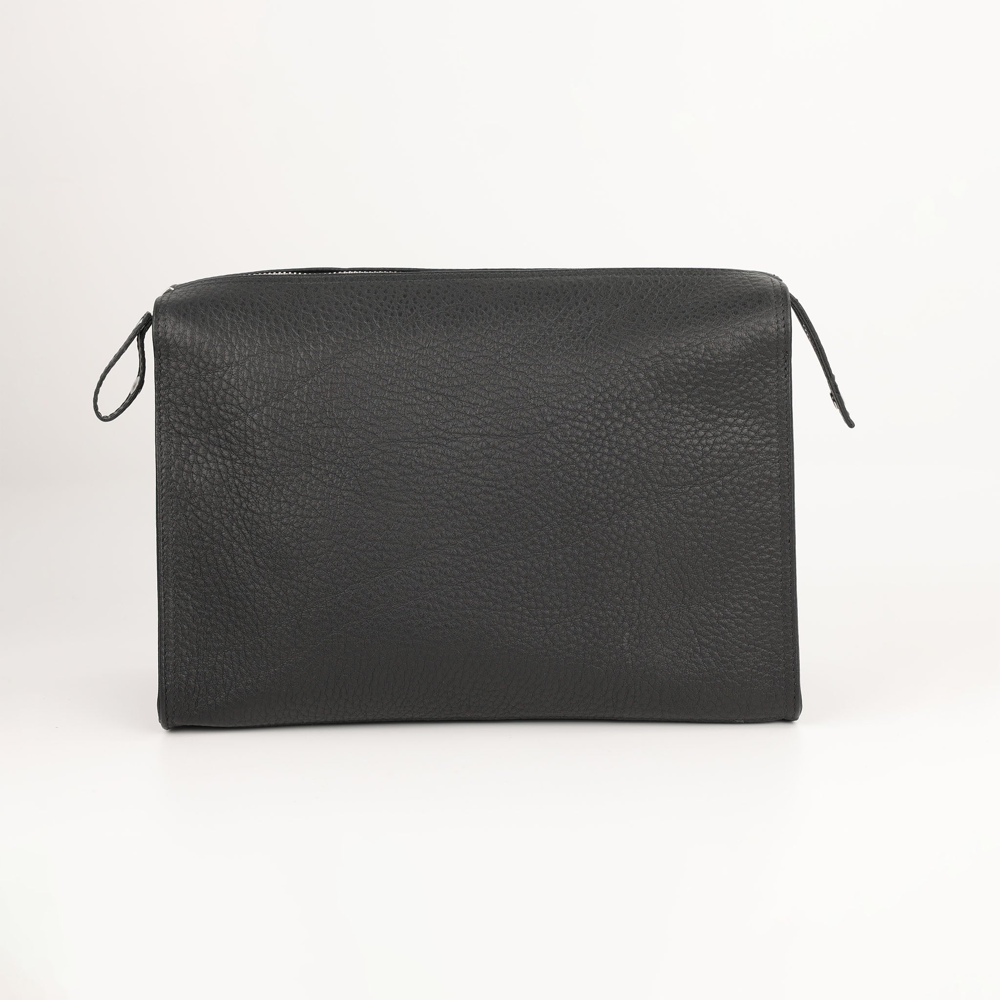 Große schwarze Kulturtasche aus weichem Kalbsleder von F. Hammann