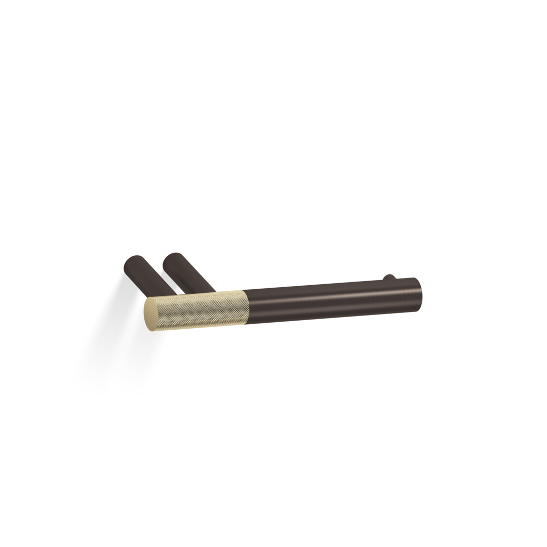 Dekorativer WC-Papierhalter in Dunkelbronze mit mattem 24 Karat Gold von Decor Walther. Edles Design für Ihr Badezimmer, erhältlich bei DasFeineBad