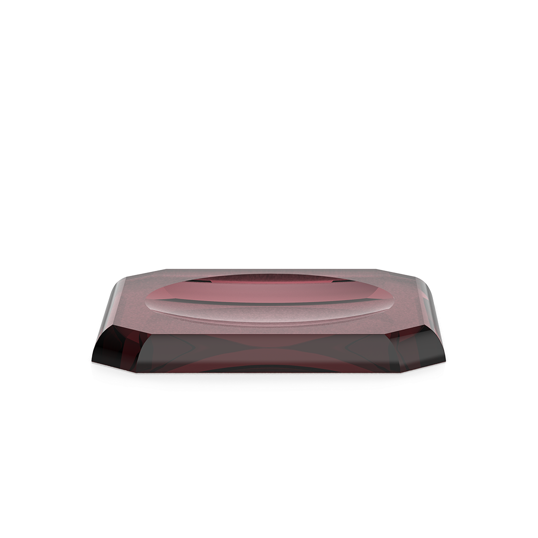 Elegante Kammschale aus Kristallglas in Rich Burgundy – stilvolle Badablage für Kamm, Accessoires oder Schmuck