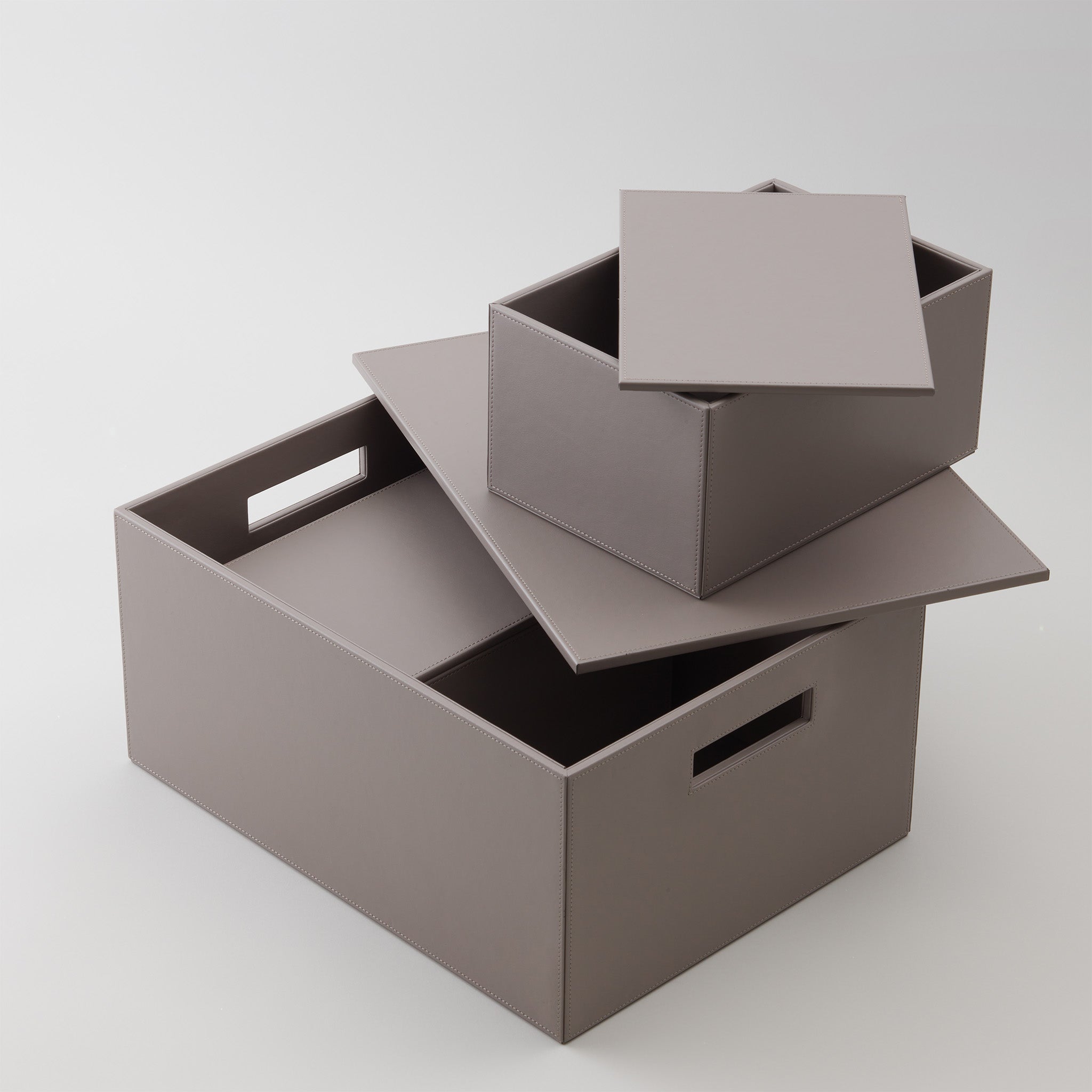 Kunstleder Aufbewahrungsbox 3er-Set Brownie 3BOX