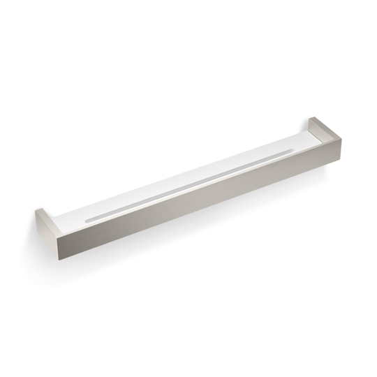 Duschablage Nickel satiniert Decor-Walther BK DA60, extra breite Duschkorb Wandablage aus Messing mit Einsatz fuer Shampoo und Duschutensilien.