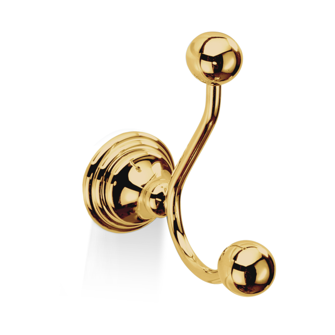 Wandmontierter Doppelhaken Decor Walther CL HAK2 aus Messing in Gold