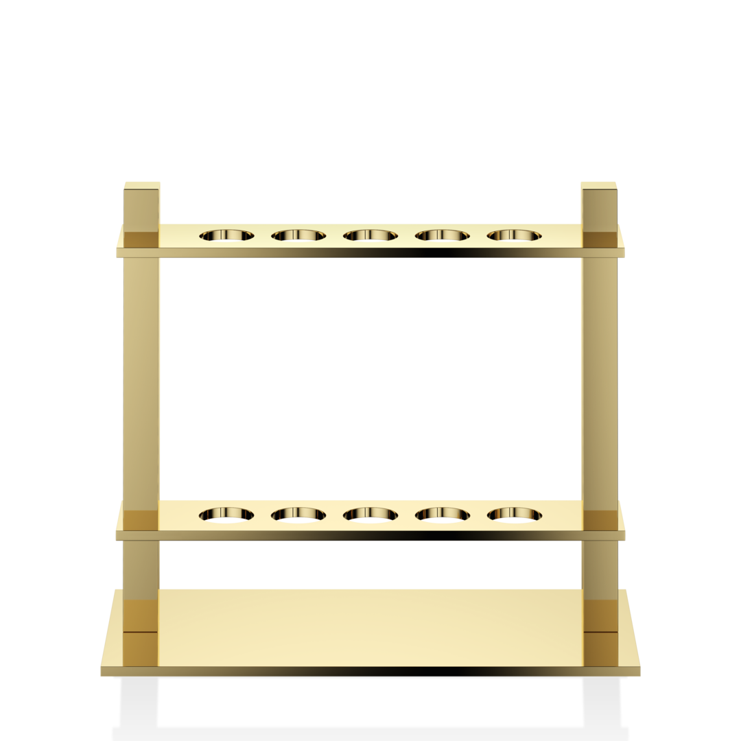 Zahnbuerstenhalter Gold 24 Karat Decor-Walther DW330 aus massivem Messing, luxurioese Halterung fuer Zahnbuersten oder Kosmetikpinsel im Bad