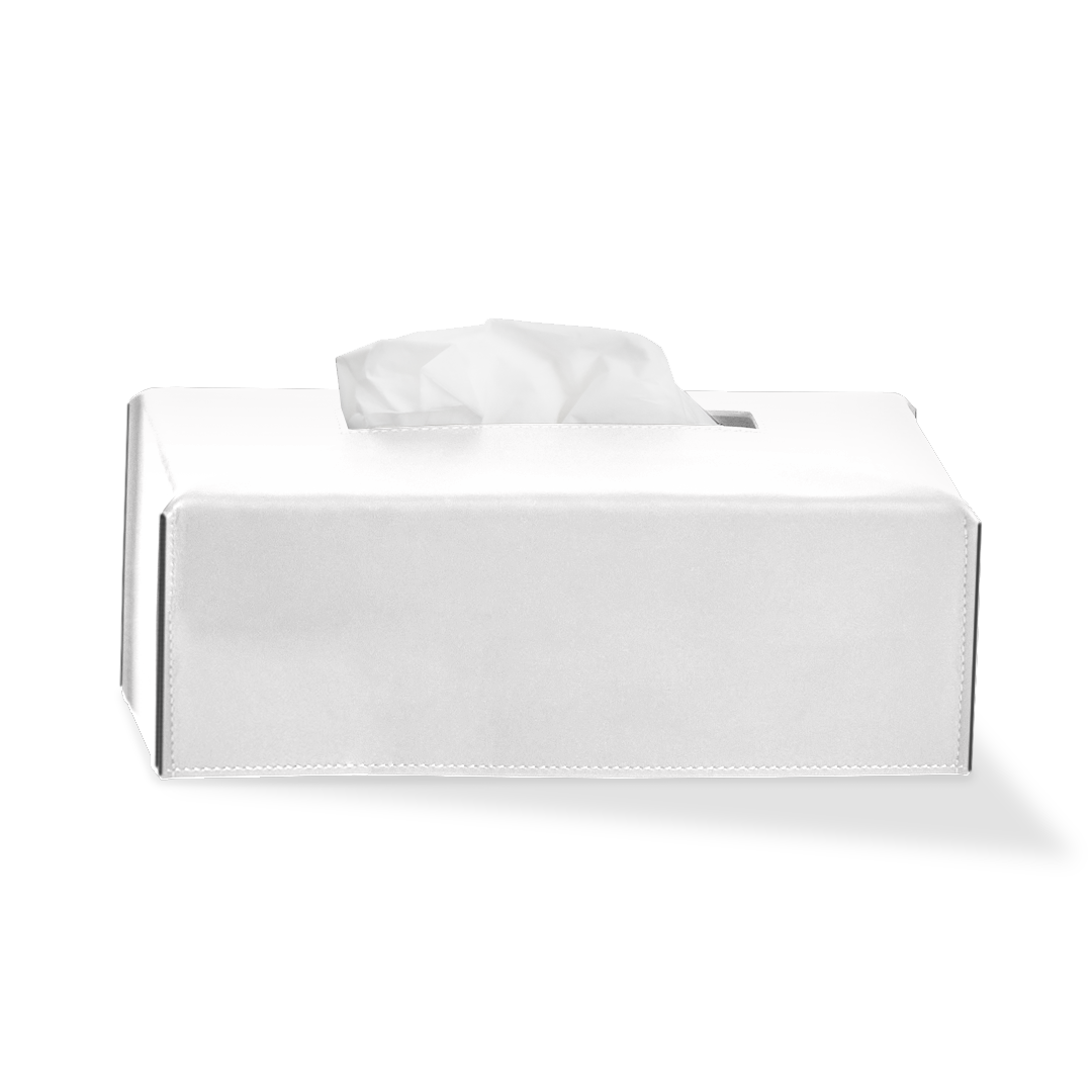 Handgefertigte Papiertuchbox Decor-Walther Nappa KB in Schneeweiß aus echtem Nappaleder mit feinen Ziernähten, elegante Kosmetiktuchbox für Bad und Wohnbereich, Artikelnummer: 0938050