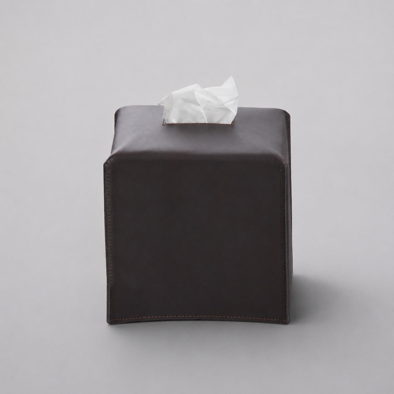 Edle Leder Taschentuchbox Decor-Walther Nappa KBQ in Schwarzbraun, quadratische Tissue Box aus geschmeidigem Echtleder für Badezimmer, Wohnzimmer oder Büro