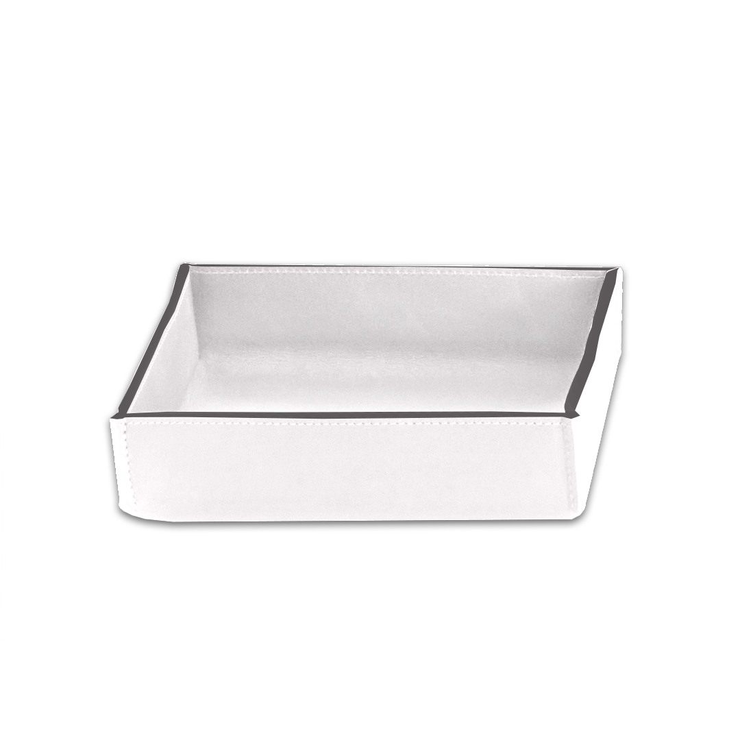 Handgefertigtes Leder Tablett Decor-Walther Nappa TAB in Schneeweiß aus echtem Nappaleder mit feinen Ziernähten, elegante Ablage für Schmuck, Kosmetik oder Schlüssel, Artikelnummer: 0938350