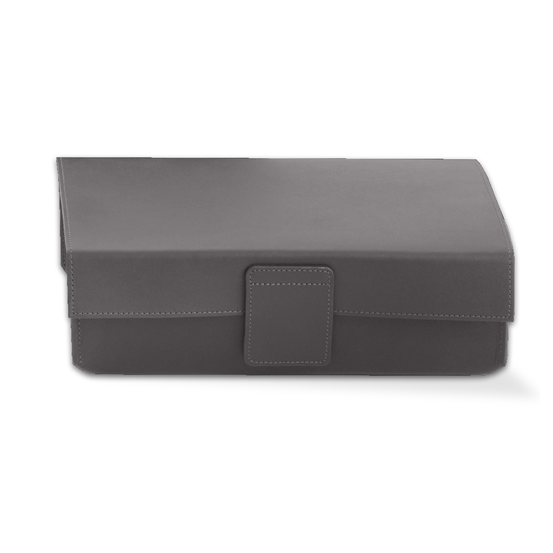 Rauchgrauer Aufbewahrungsbehaelter Decor-Walther Nappa UTBD aus geschmeidigem Nappaleder mit Deckel, stilvolle Ablagebox fuer Bad, Wohnbereich oder Buero, Artikelnummer: 0938693