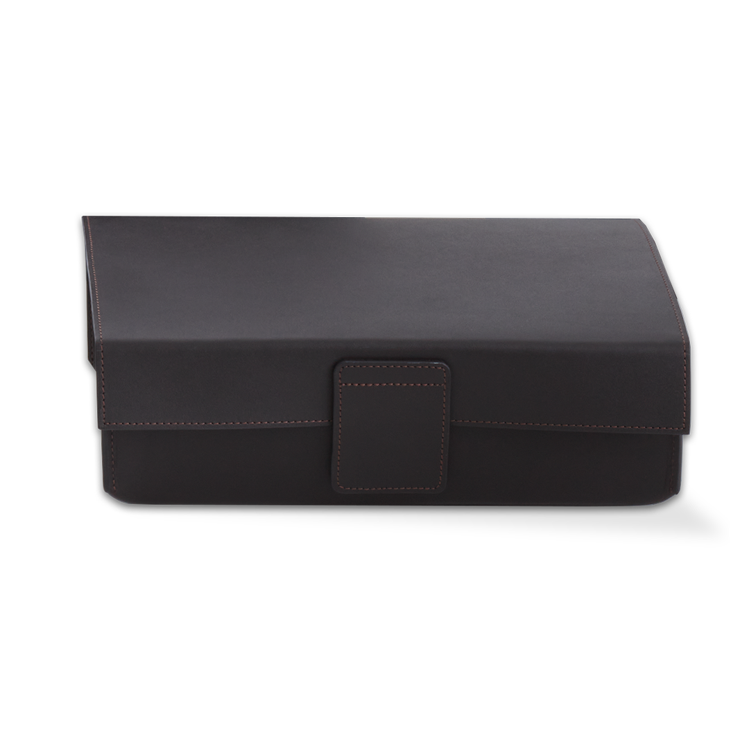 Edle Lederbox Decor-Walther Nappa UTBD in Schwarzbraun mit Deckel, hochwertiger Ordnungsbehaelter fuer Kosmetik, Schmuck und persoenliche Accessoires, Artikelnummer: 0938590