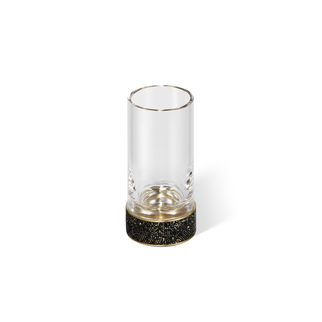 Decor Walther Rocks SMG Becher aus Kristallglas in Dark-Metal-matt mit Gold-matt-24Kt-Akzent und umlaufendem Swarovski-Kristallband.