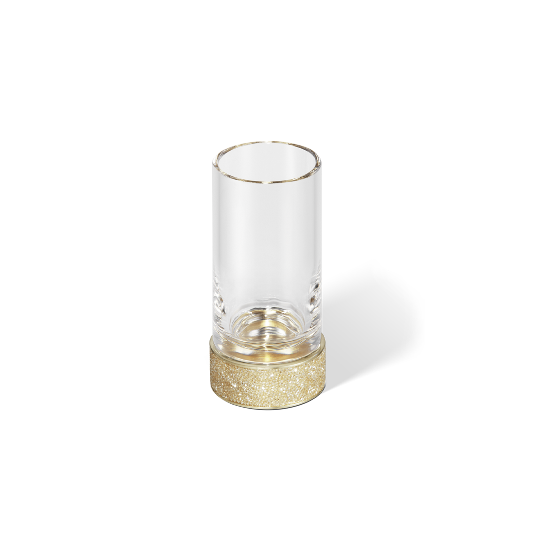Matte Gold-24Kt-Ausführung des Rocks SMG Bechers von Decor Walther, rundes Kristallglas mit edlem Swarovski-Besatz.