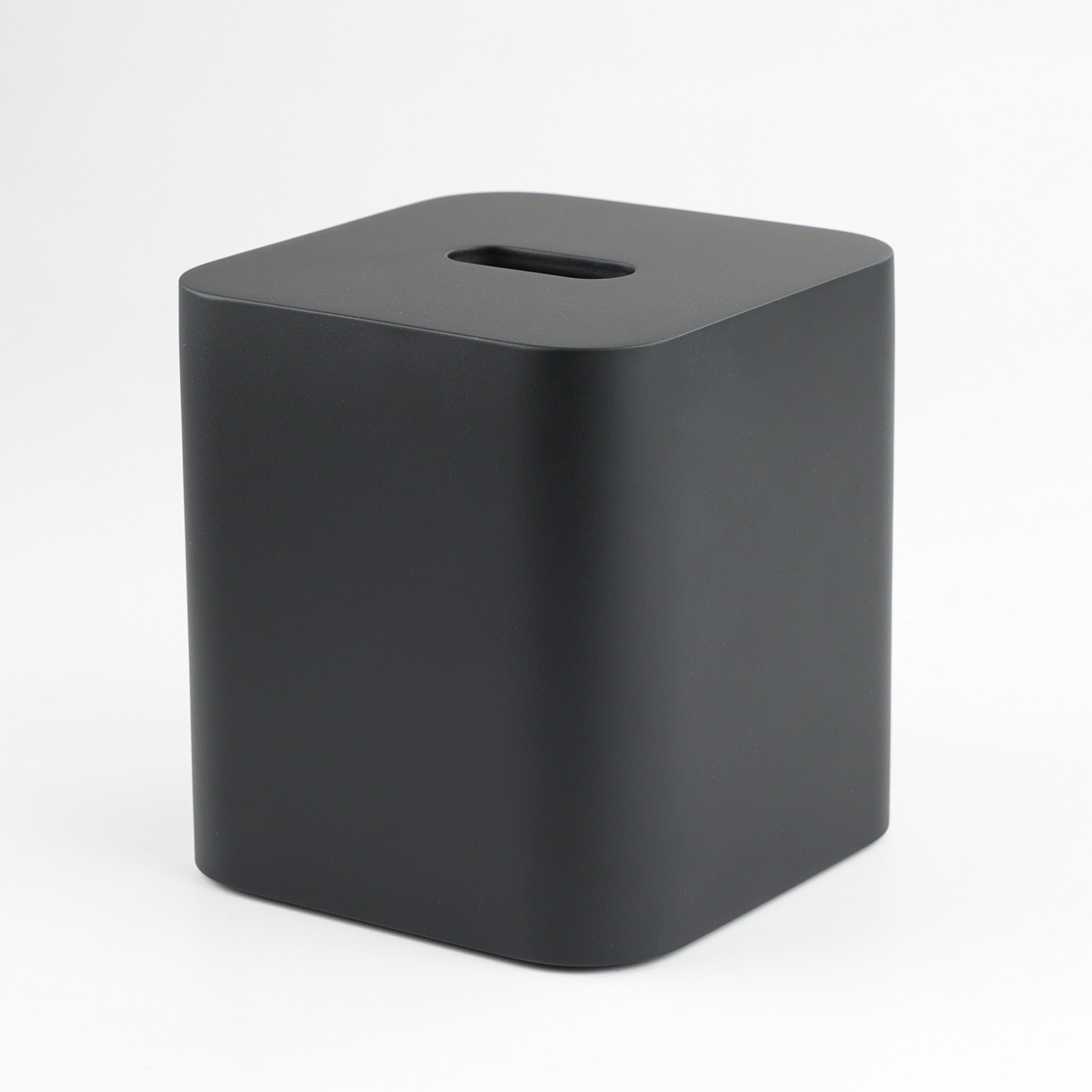 Schwarze Papiertuchbox von Decor Walther-Quadratische Form-minimalistisches Design-abgerundete Ecken-für jeden Einrichtungsstil geeignet