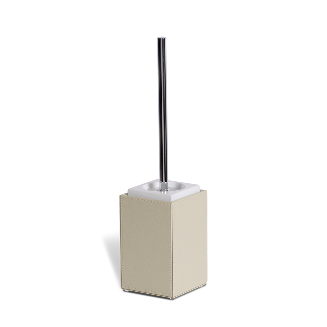 Decor Walther Brownie SBG WC-Bürstengarnitur freistehend veganes Kunstleder Sandbeige Porzellan