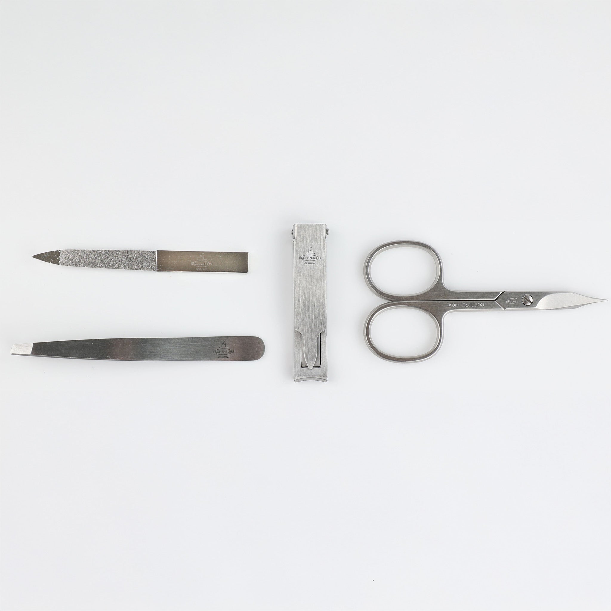 Leder Maniküre Etui Flap - 4-Teilig INOX