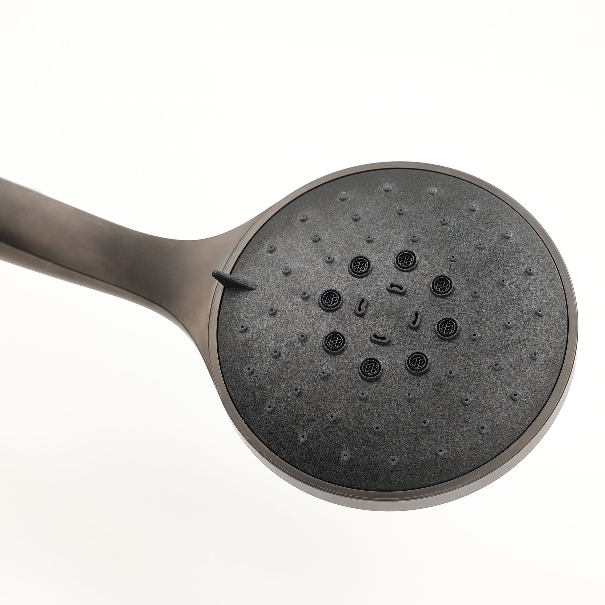 Runder, großer Brausekopf von Fantini-elegantes Material Gun Metal Matt-Detailansicht hochwertiger Brausekopf mit vielen verstellbaren Düsen