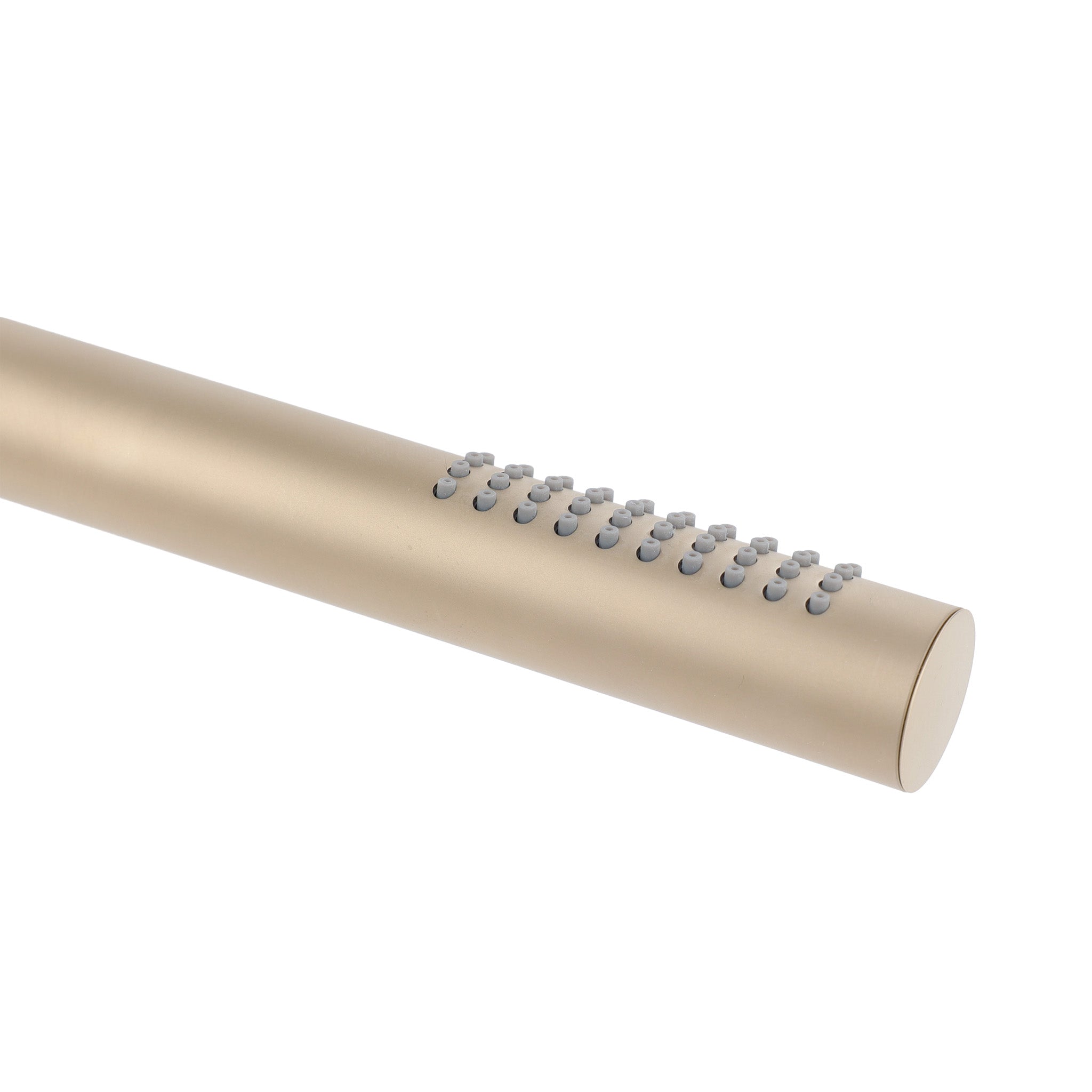 Fantini-Stabhandbrause-British Gold-Detailansicht mit grauen Duschdüsen