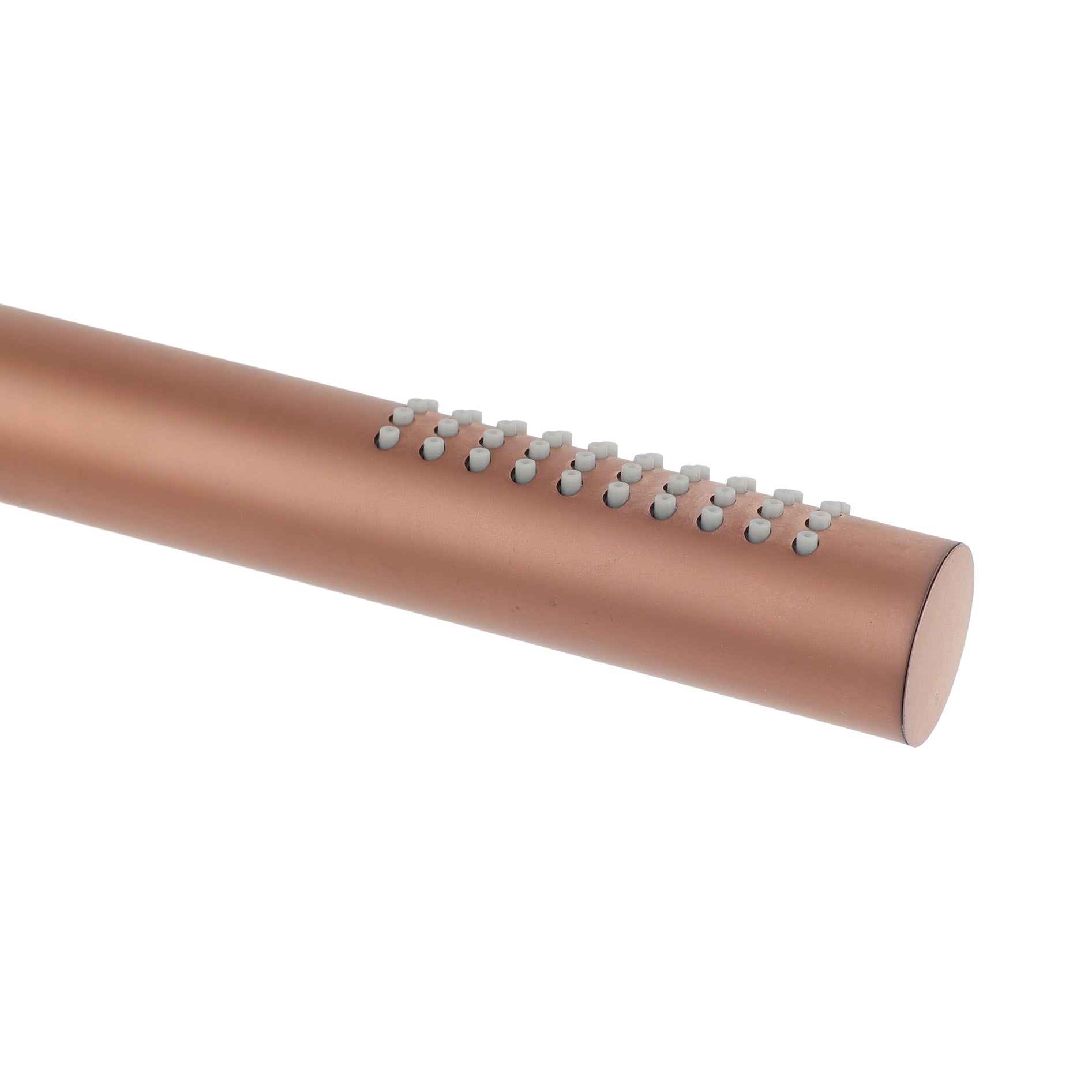 Fantini-Stabhandbrause-Copper Matt-Detailansicht mit grauen Duschdüsen