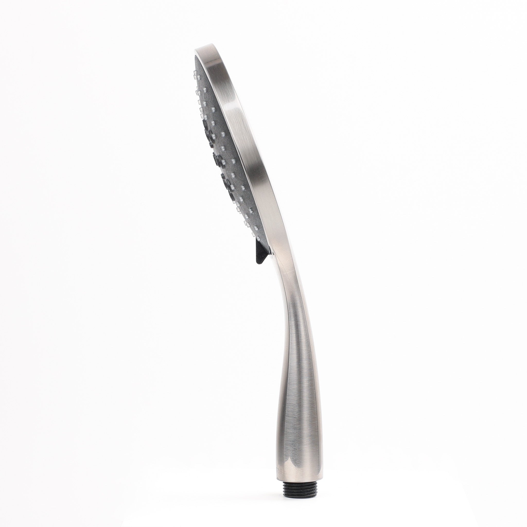 Fantini-eleganter runder Brausekopf-Seitenansich-viele Düsen-gebürsteter Edelstahl-elegante Linienführung im Design