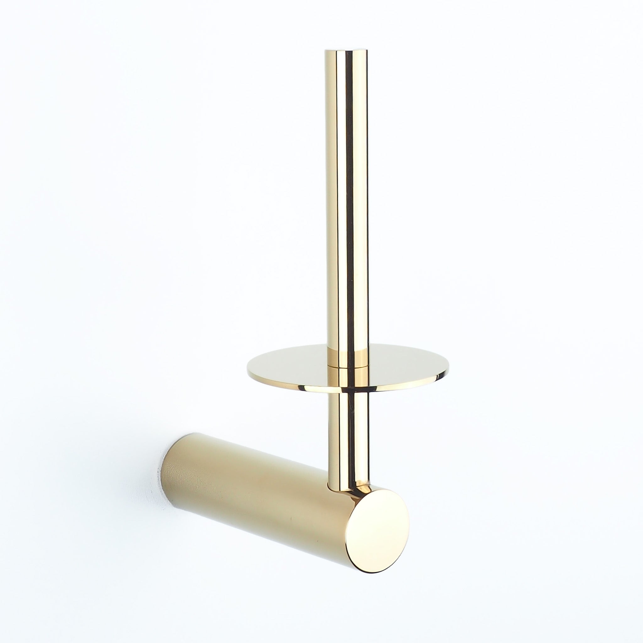 Hochglanz-Toilettenpapierhalter in Gold poliert – luxuriöses Designstück aus der Nova2-Kollektion von Frost Denmark.