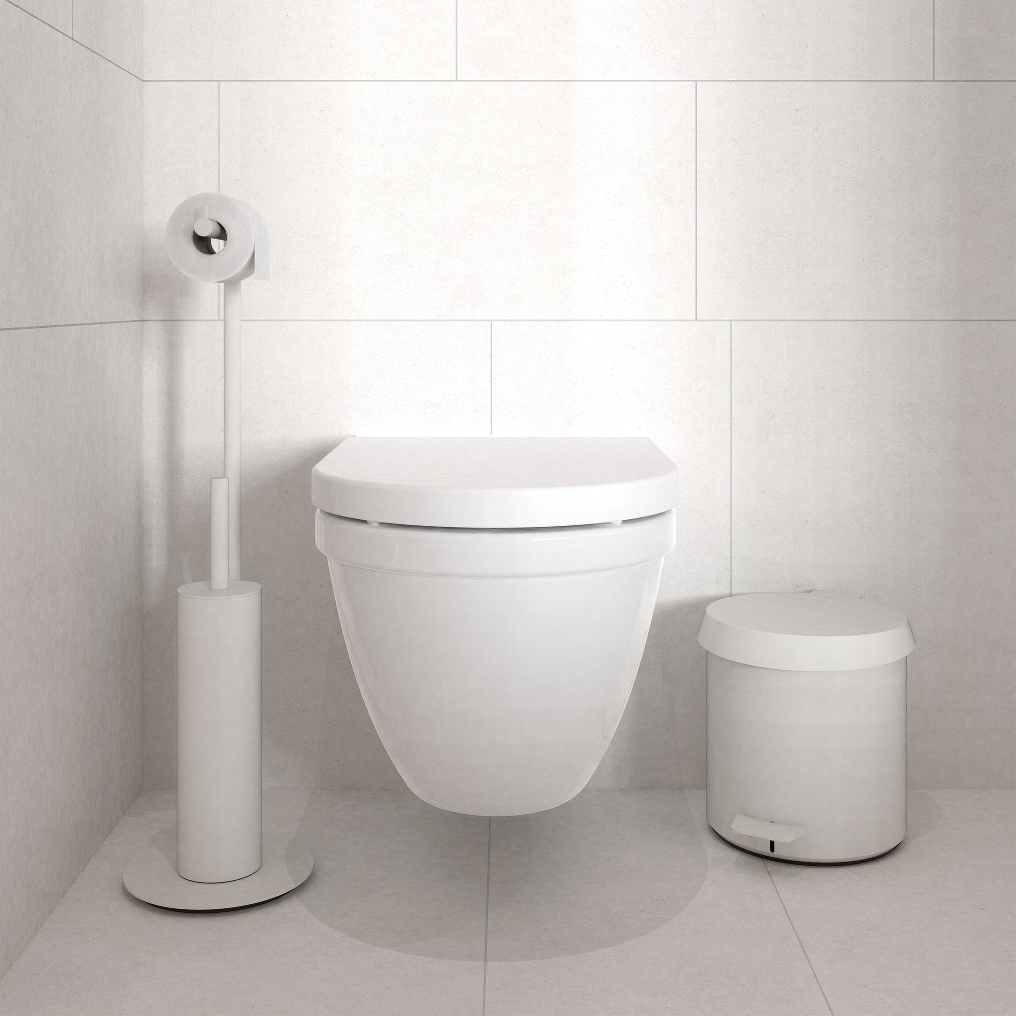 Puristischer Treteimer 3001 in Weiß matt von Frost Denmark – Teil der Nova2 Badaccessoires.