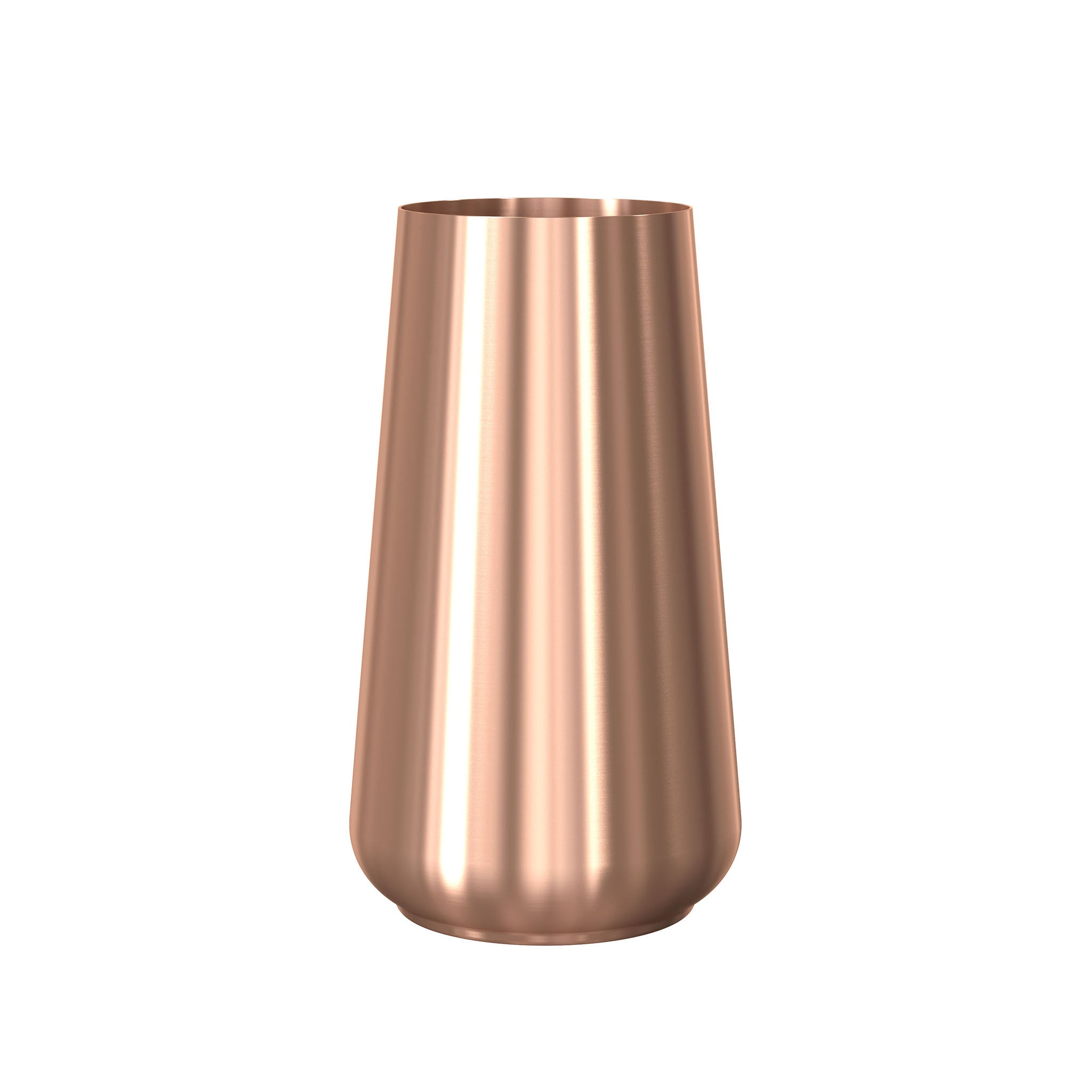 Rondo Designvase in gebürstetem Kupfer von Frost Denmark – stilvoll, dezent und modern zugleich.