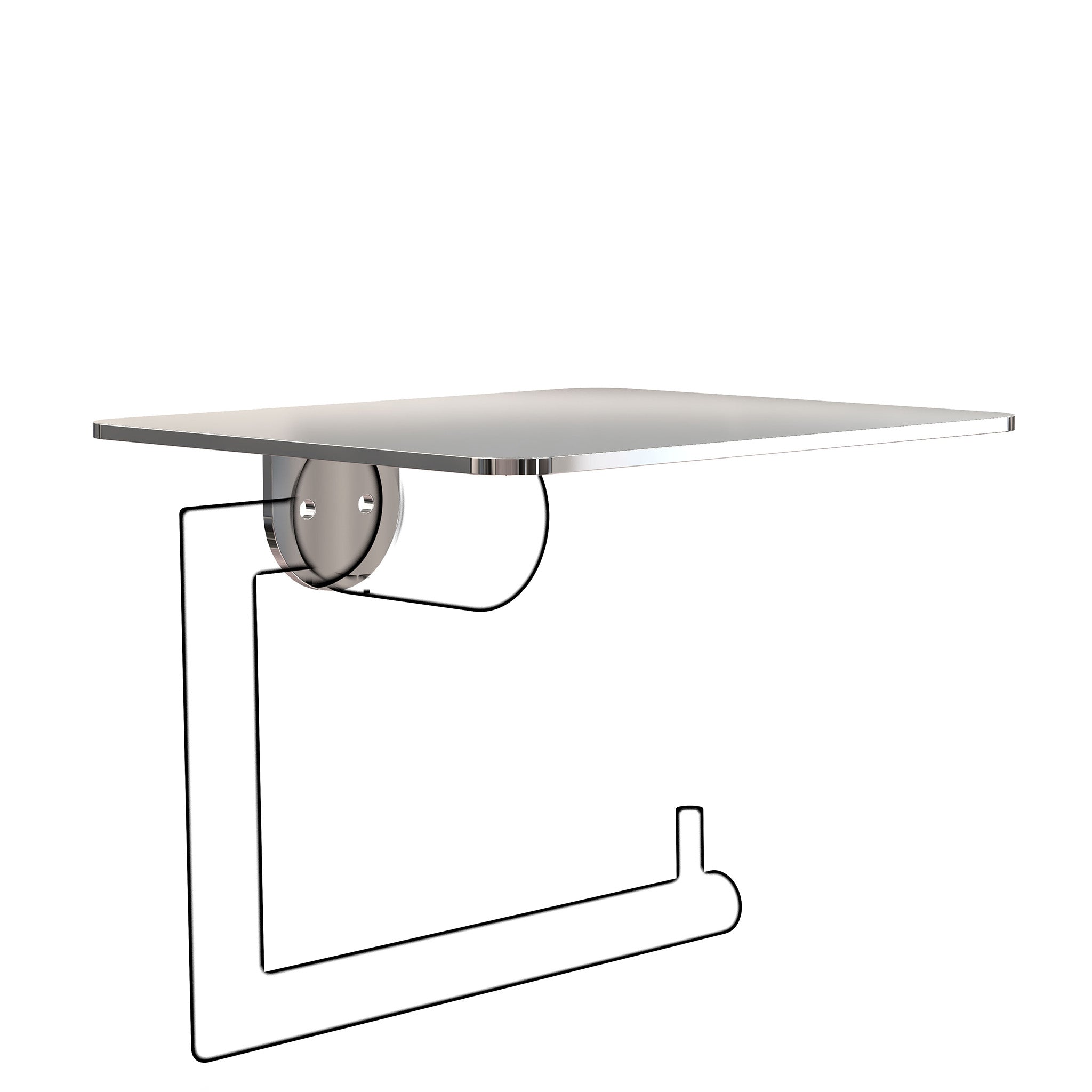 Ablagefläche für Papierhalter 1909 in poliertem Chrom – minimalistisches Design aus der Nova2-Serie von Frost Denmark