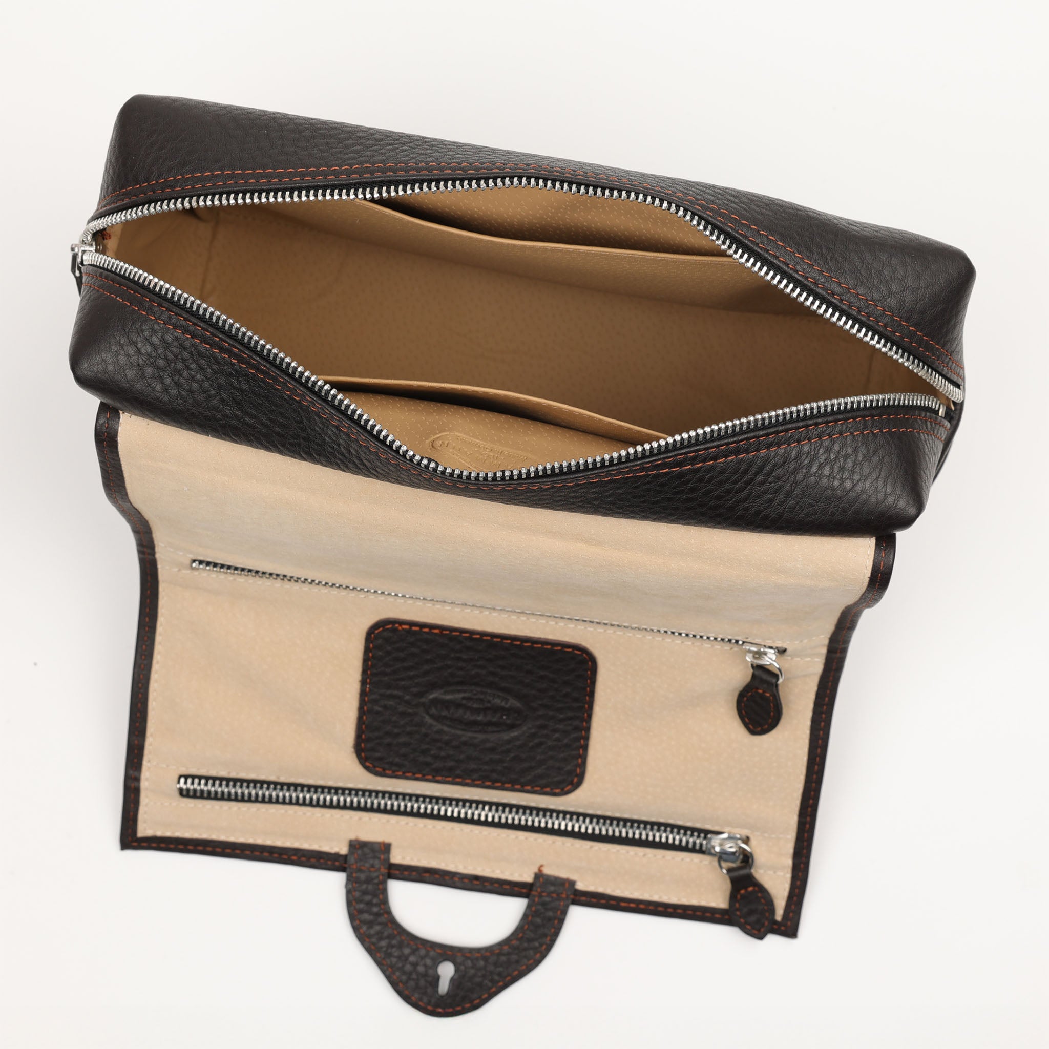 Leather Toiletry Bag with Roll, XL
