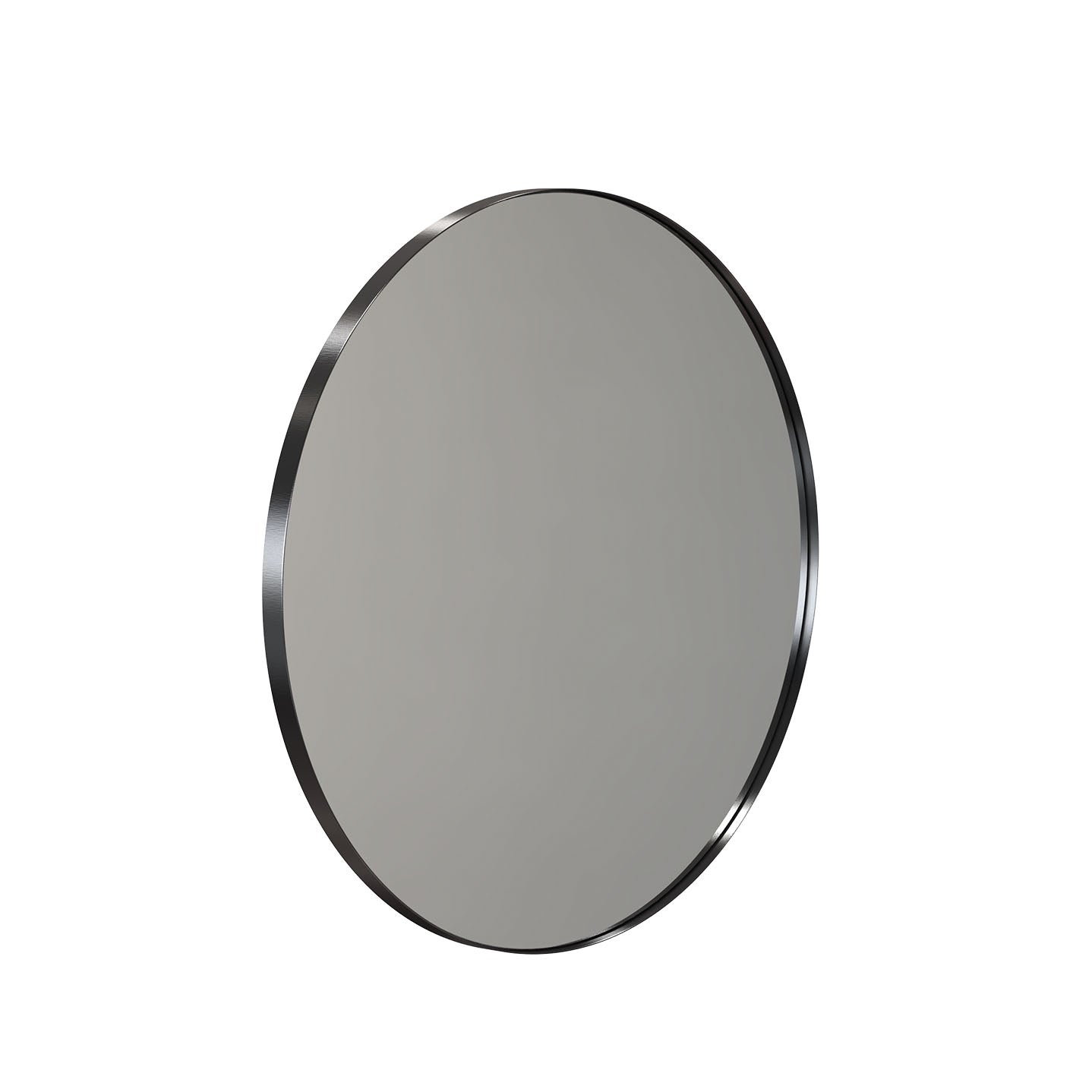 Design-Wandspiegel Ø 80 cm mit gebürstetem schwarzem Rahmen – stilvoll für moderne Flure, Badezimmer oder Gäste-WCs.