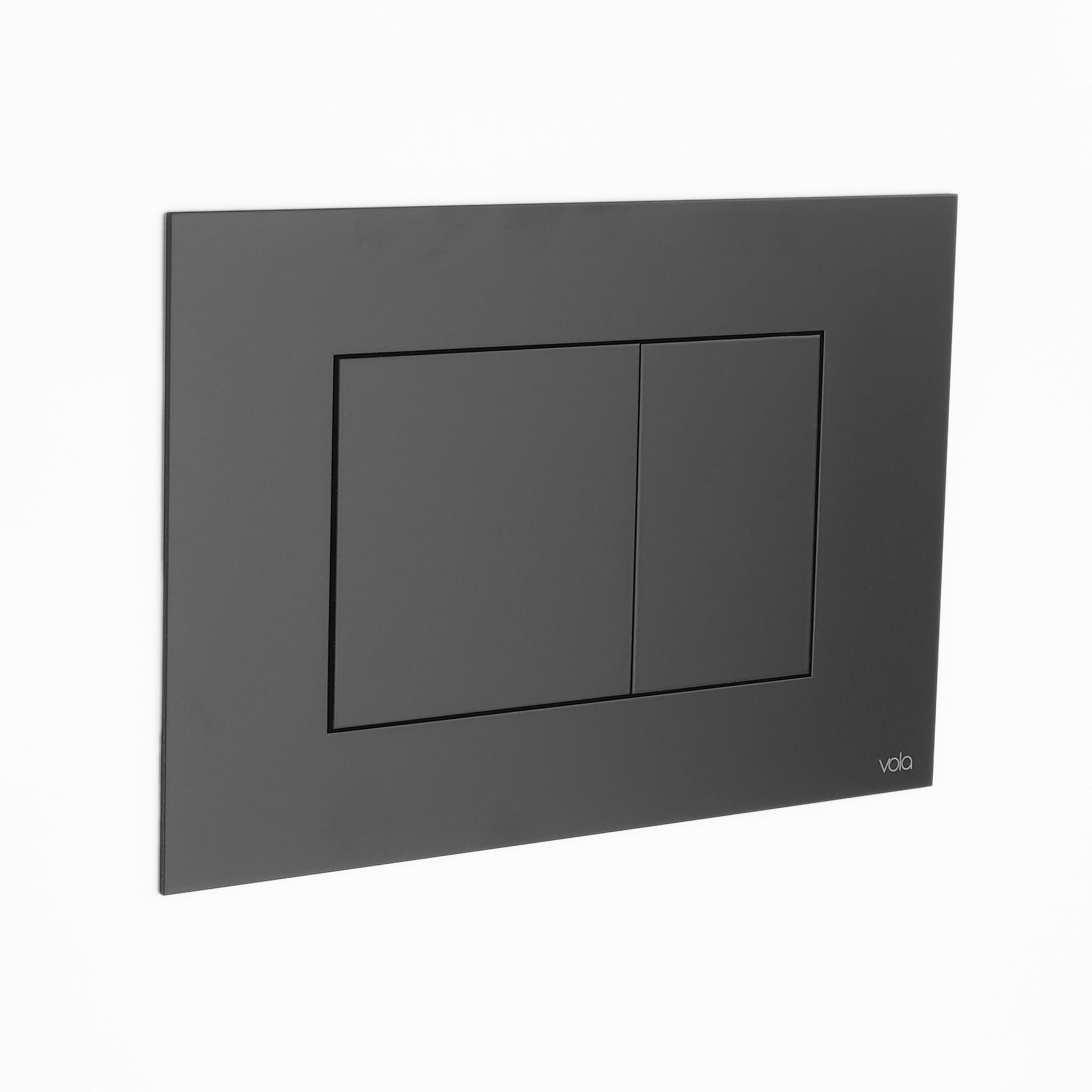 Moderne WC-Betätigungsplatte A85 in Schwarz matt – minimalistisches Design mit klarer Linienführung für zeitlose Badarchitektur.