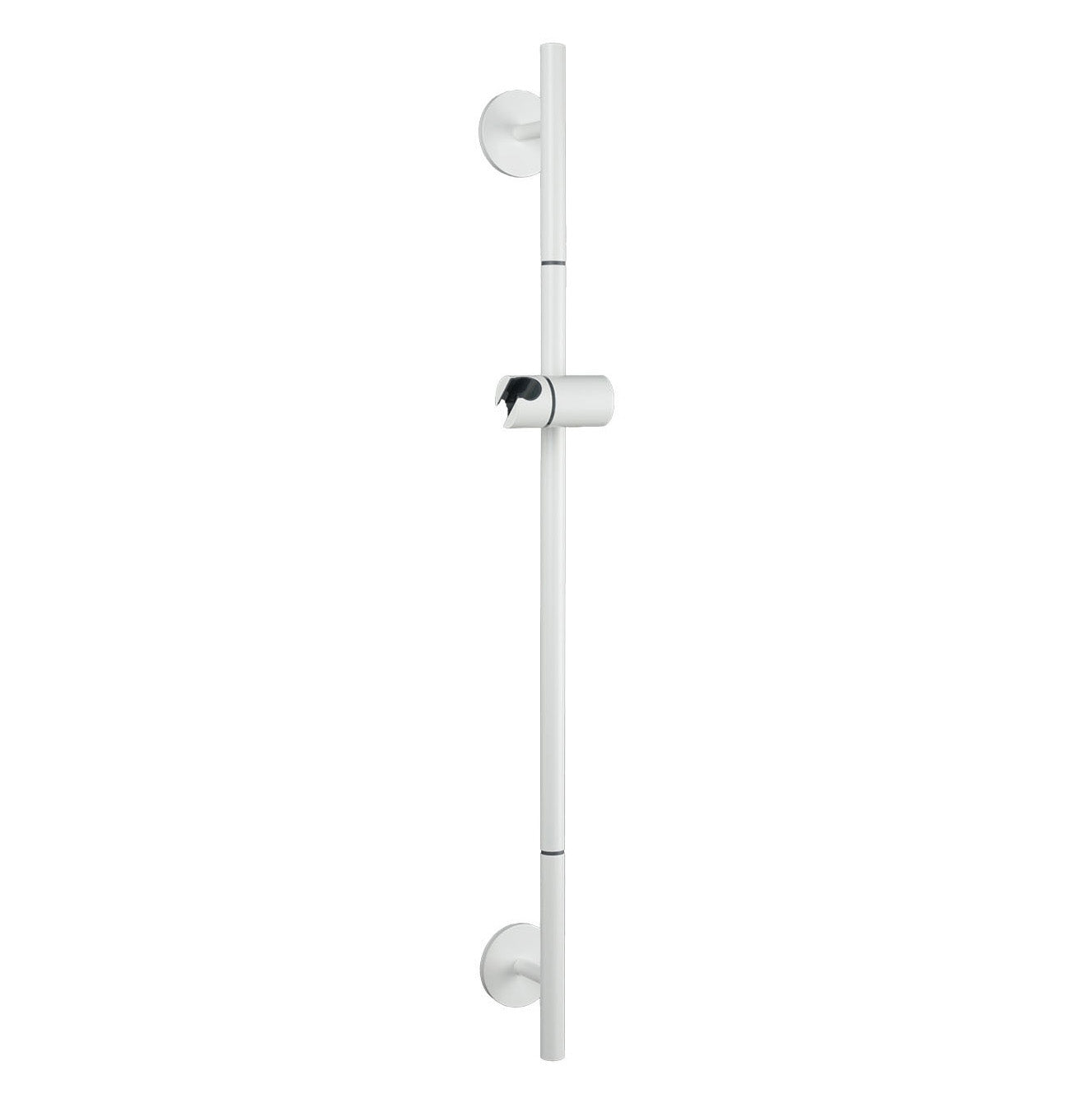 Vola Brausestange T65-T60 in Weiß matt – puristische Duschstange für moderne Bäder, handgefertigt aus Messing mit samtiger Oberfläche.
