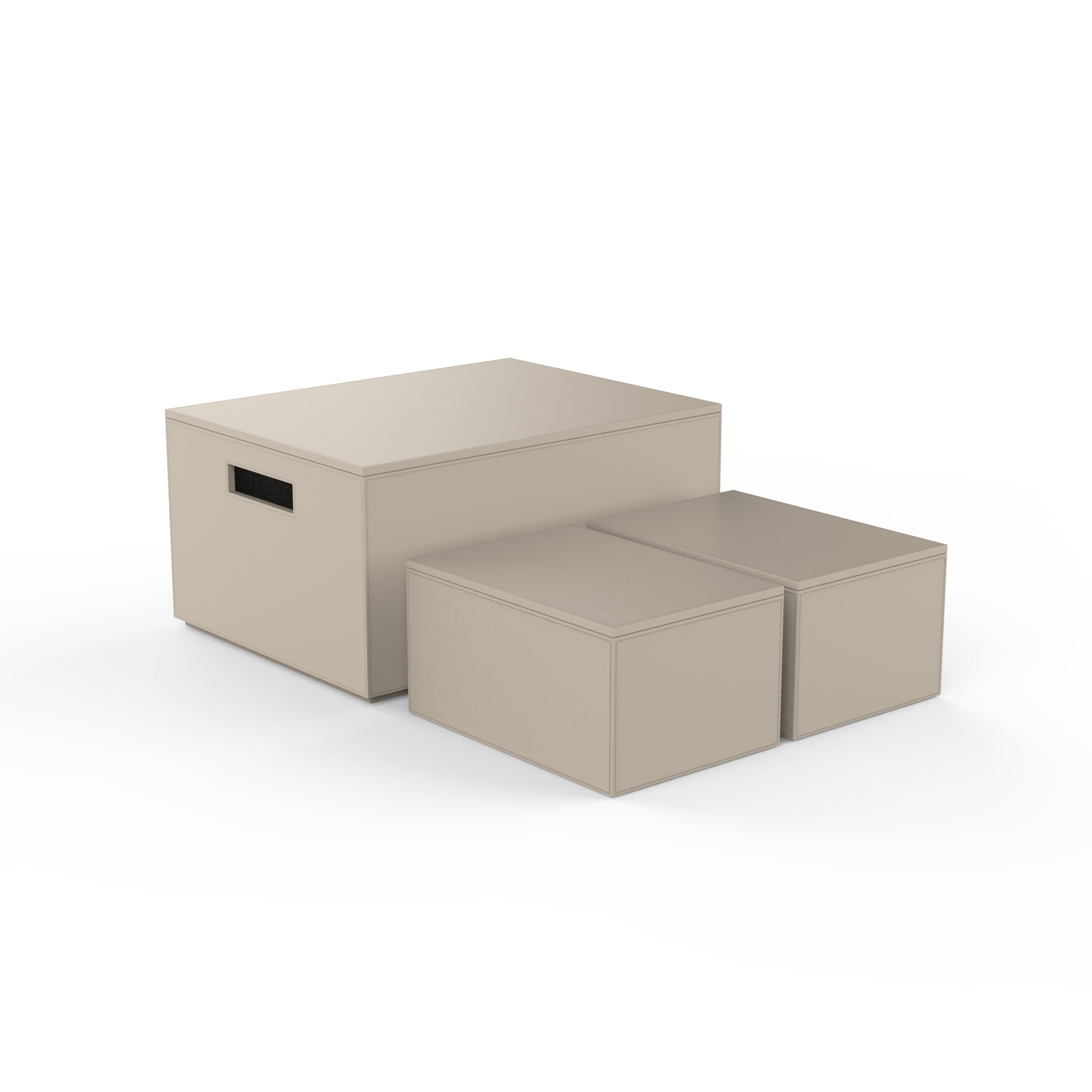 Decor Walther Brownie 3BOX Aufbewahrungsboxen 3er-Set veganes Kunstleder Sandbeige