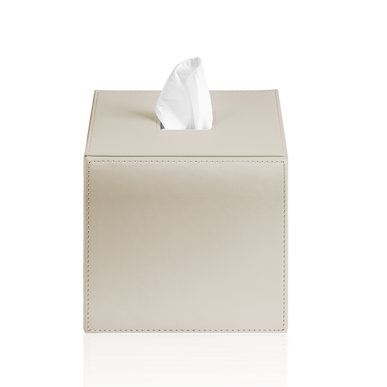 Decor Walther Brownie KB 41 Kosmetiktuchbox quadratisch veganes Kunstleder Beige Lederoptik
