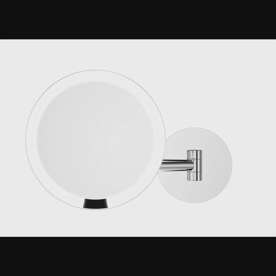 Hochwertiger, beleuchteter Wand-Kosmetikspiegel JUST LOOK von Decor Walther in Chrom mit 7-facher Vergrößerung, dimmbarer LED-Beleuchtung und Annäherungssensor.
