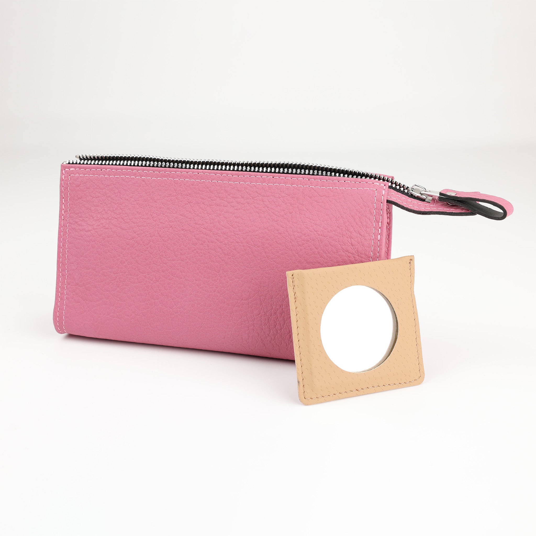 Kleine Beauty Tasche aus naturbelassenem Kalbsleder in Rosantique