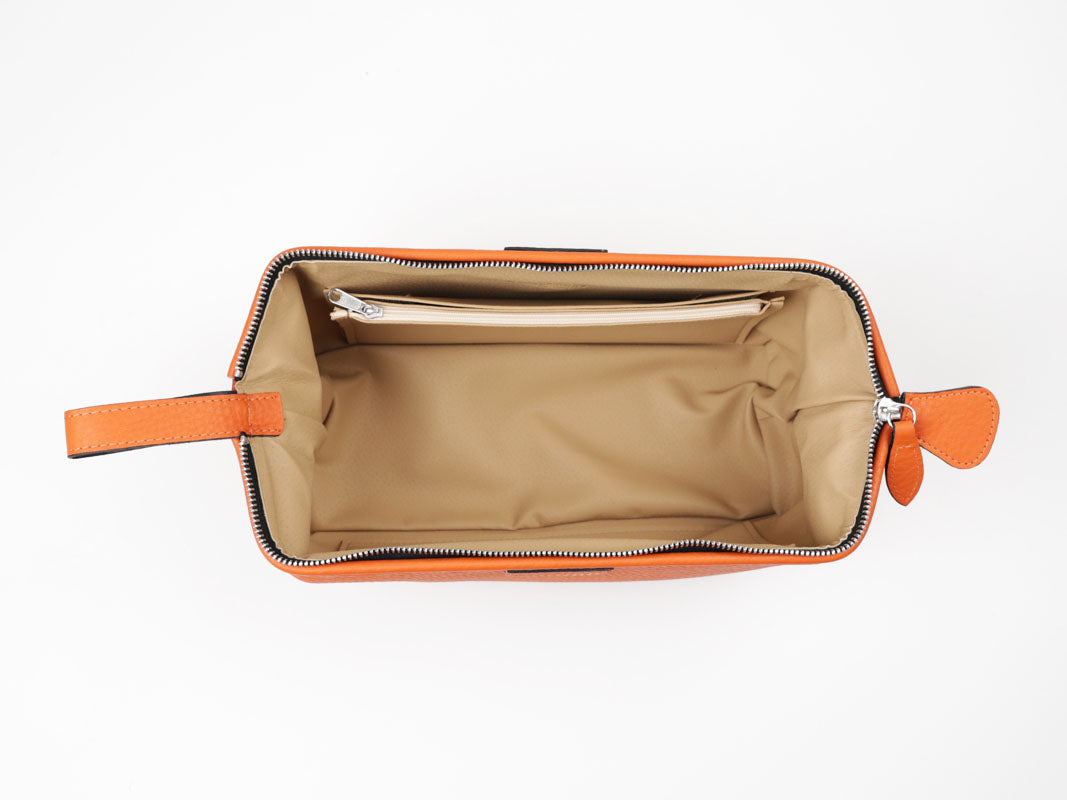 Kulturtasche mit Bügel - L - flach - orange